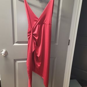 Asymmetrical Side Slit Dress with Sash